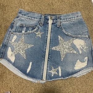 Beatrice Demi Rhinestone Star Patch Skirt